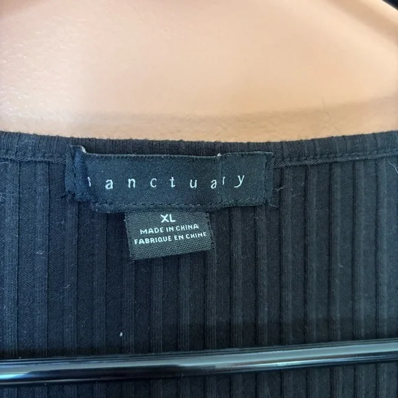 Sanctuary Black Ribbed Button-Down Shirt - Picture 6 of 7